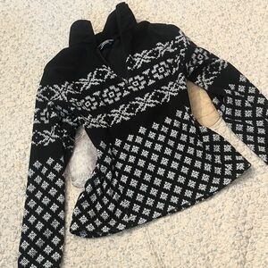 Lands End • Black & White Patterned 1/4 Zip Sweater